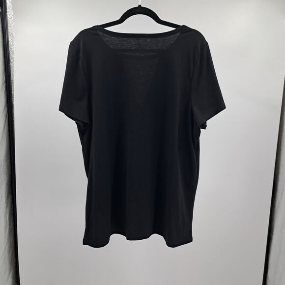 Lane Bryant T-Shirt Plus 18/20 Rose All‎ Day Short Sleeve Mesh Neck Casual Black - Picture 5 of 5